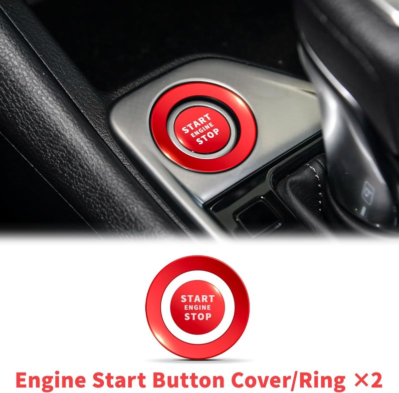 Polodunn for Nissan Sentra Accessories 2020-2025, 12pcs Trim Set - Air Conditioning, Volume Tune Knob Covers, Air Vent Outlet Covers/Rings, Push Start Button Cover/Ring (Red) - Image 5